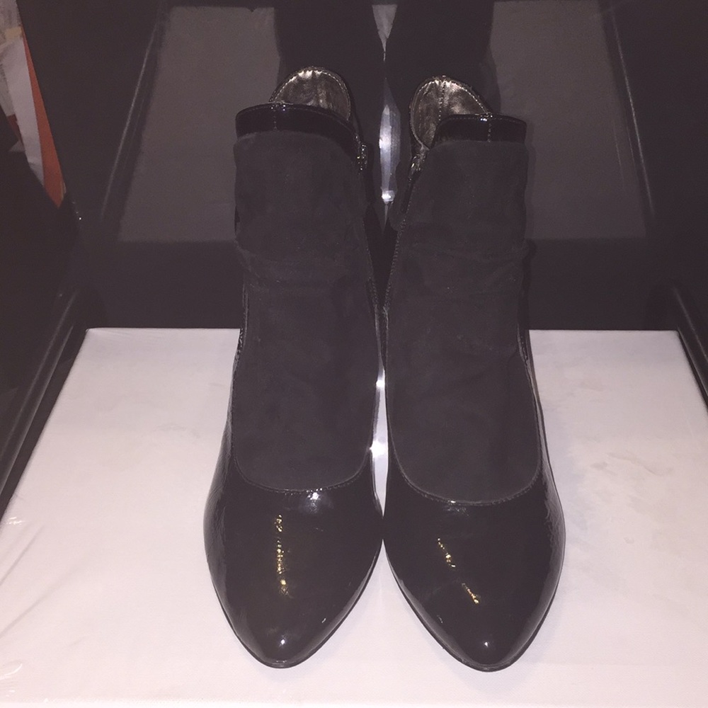 Bakers Black Fax Suede & Leather Ankle Boots